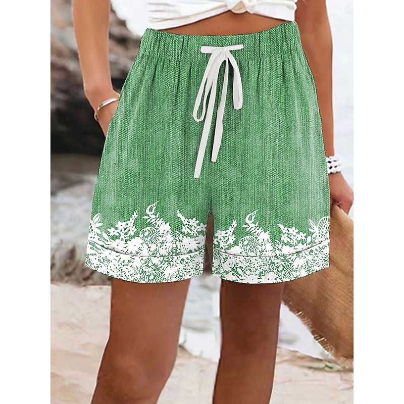 Women's Shorts Chinos Vacation Vintage Ethnic Style Short High Waist Print Blue Purple Green Gray Summer Spring2