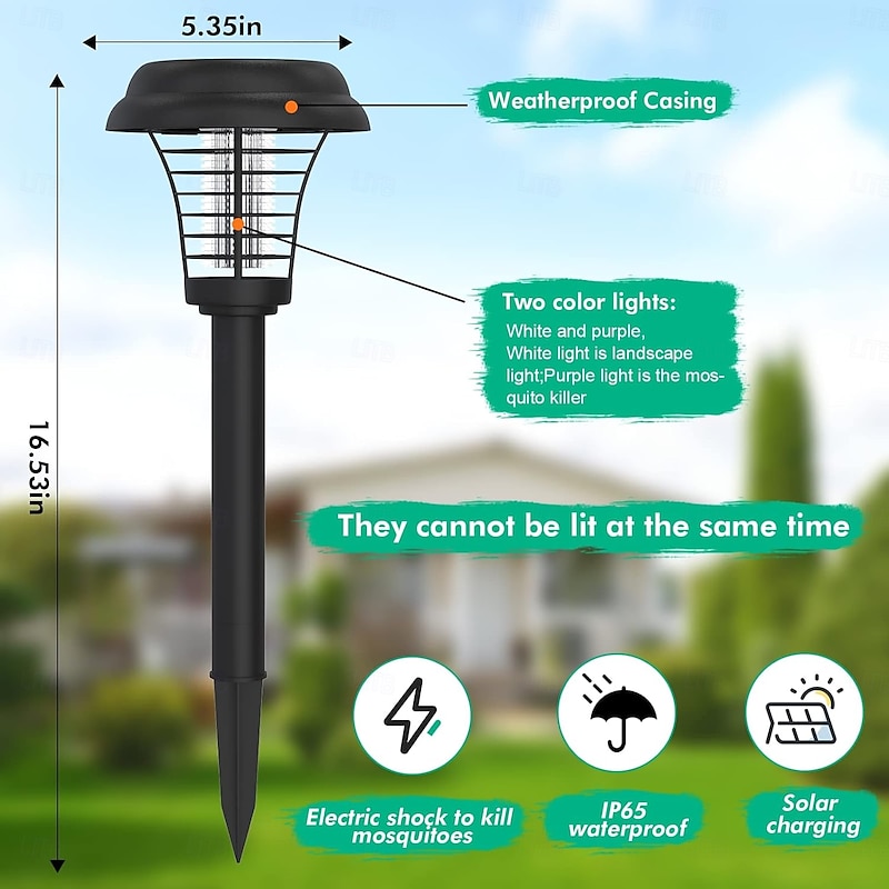 Solar Powered Mosquito Killer Lamp Preventing Mosquitoes Outdoor Anti-Mosquito Lights Garden Lawn Light for Killing Pest Fly Bug UV Insect Trap Killer4