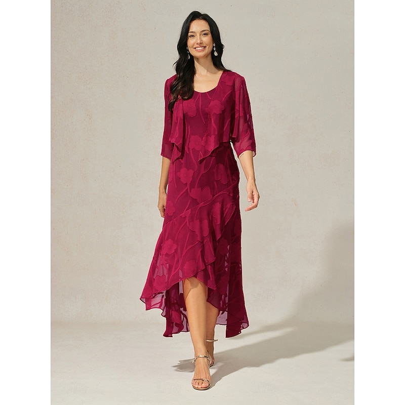 Women's Shrugs Solid Color Floral Graphic Elegant Stylish Basic 3/4 Length Sleeve Asymmetrical Crop Tops Wedding Guest Beach Wedding Sequins Patchwork Red Summer Spring Fall4