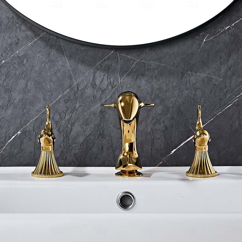 Bathroom Sink Faucet - Widespread Chrome / Electroplated Widespread Two Handles Three HolesBath Taps2