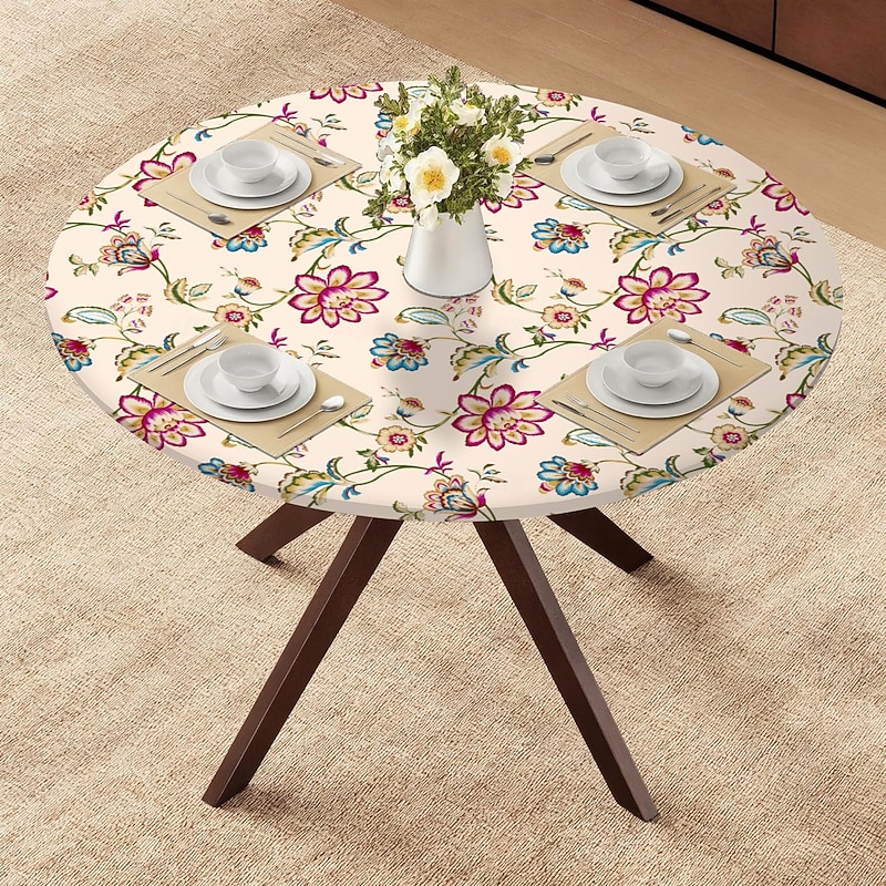 Table Covers For The Home Deluxe Elastic Edged Flannel Backed Vinyl Fitted Table Cover Pattern Large Round Oblong Oval