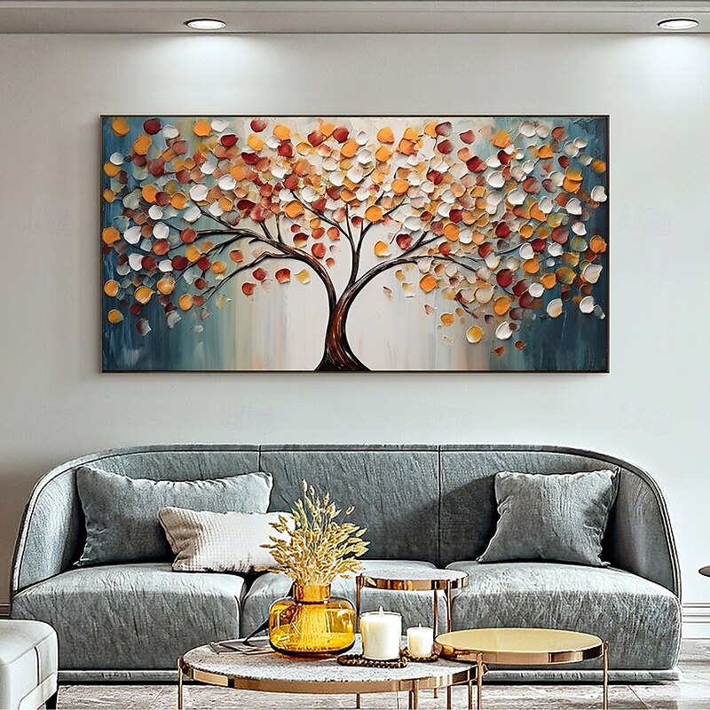 Mintura Handmade 3D Tree Flowers Oil Paintings On Canvas Wall Art Decoration Modern Abstract Picture For Home Decor Rolled Frameless Unstretched Painting4