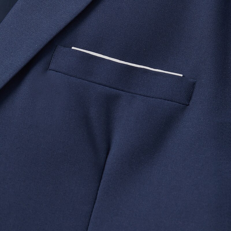 Men's Business Suits Peaked Lapel Navy Blue Formal WorkWear Solid Colored Standard Fit 2 Piece Double Breasted Six-buttons4