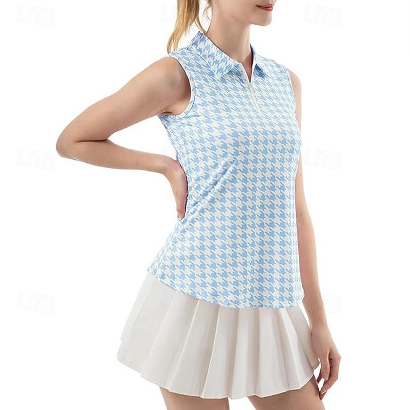 Women's Floral Sport Shirt Tennis Shirt Sleeveless Print UPF50+ Quick Dry Tennis Golf Badminton Zip Collar Tee Tshirt Top Pink Blue Tennis Clothing2