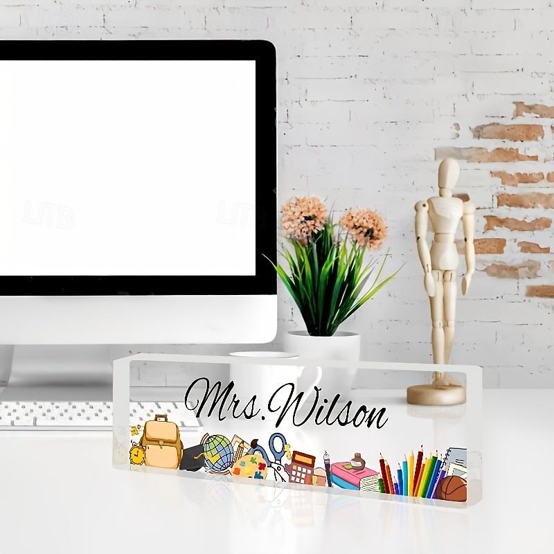 Personalized Acrylic Student Name Plaque, Custom Desk Name Plate for Kids, Classroom Decor and Gift for Halloween, Thanksgiving, Easter, Anniversary4