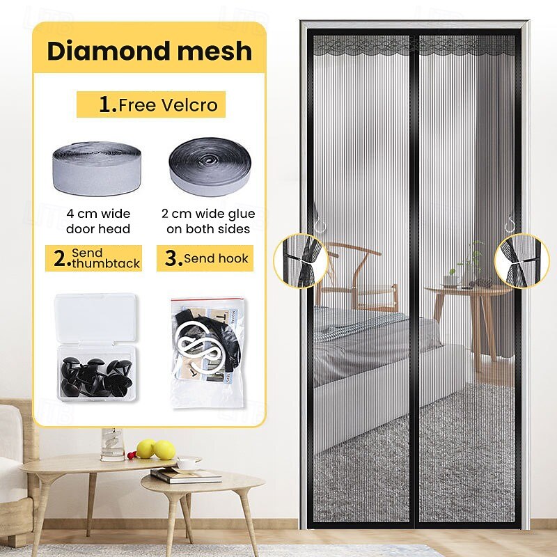 Magnetic Screen Door Portable, Fly or Bug Screen Magnetic, Mesh Screen Door For Sliding Door,Garage,Patio,Kitchen,Living,Window Room,Bedroom,Bar,Pet and Kid Easy Entry