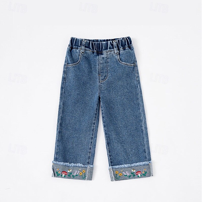 Kids Girls' Trousers Floral Streetwear Pocket School 4 years+ Summer Blue