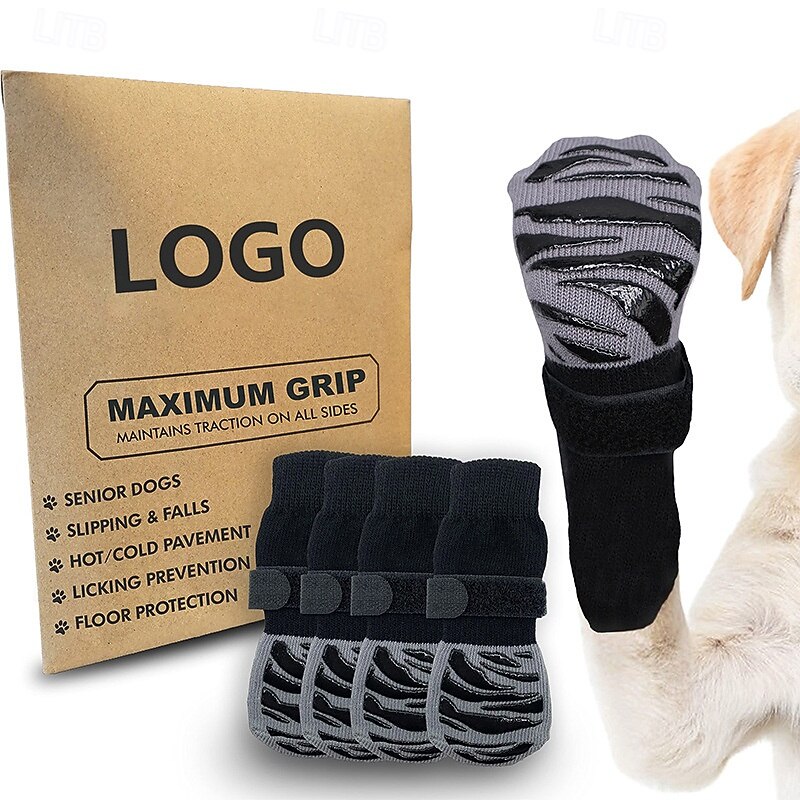 TigerToes Premium Non-Slip Dog Socks for Hardwood Floors - Extra-Thick Grip That Works Even When Twisted - Prevents Licking Slipping and Great for Dog Paw Protection