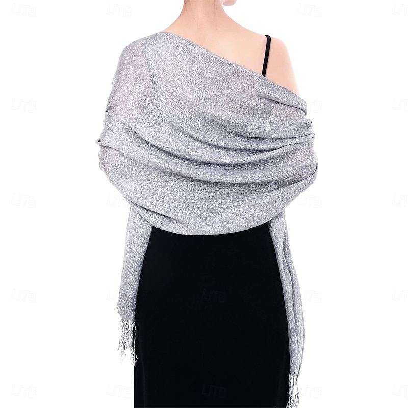 Womens Scarf Shawl Chiffon Bridal Soft Wrap Chiffon Ribbon Scarf Satin Shawls and Wraps for Evening Dresses - Main Image