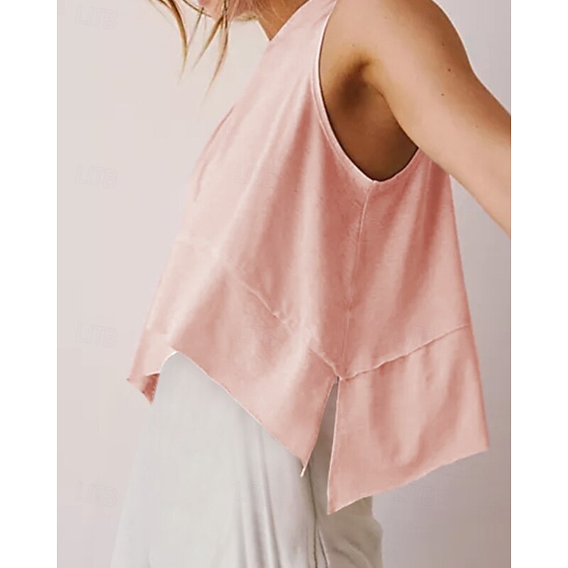 Women's Solid Colored Workout Tank Top Sports Tank Top Tennis Tank Top Sleeveless Side Split Asymmetrical Breathable Tennis Golf Pickleball Round Neck Top Pink Purple Grey Tennis Clothing2