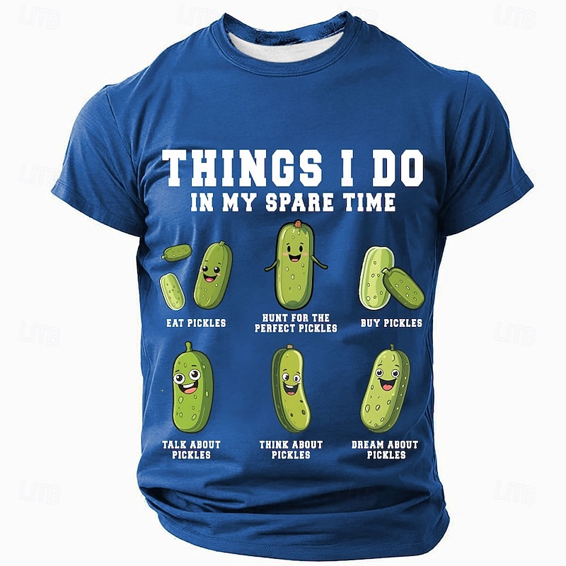 Men's Funny Pickle Lover Graphic T-Shirt - 'Things I Do In My Spare Time' Humor Tee
