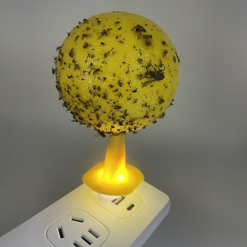 2PCS Fruit Fly Traps with LED Night Light, Sticky Flying Insects Trap Ball, Fruit Flavor Kitchen Home Trap for Indoor Outdoor Mosquito Collector3
