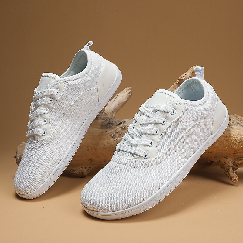 Men's All-White Canvas Casual Sneakers – Minimalist Everyday Shoes for Commuting, College and Casual Fridays3