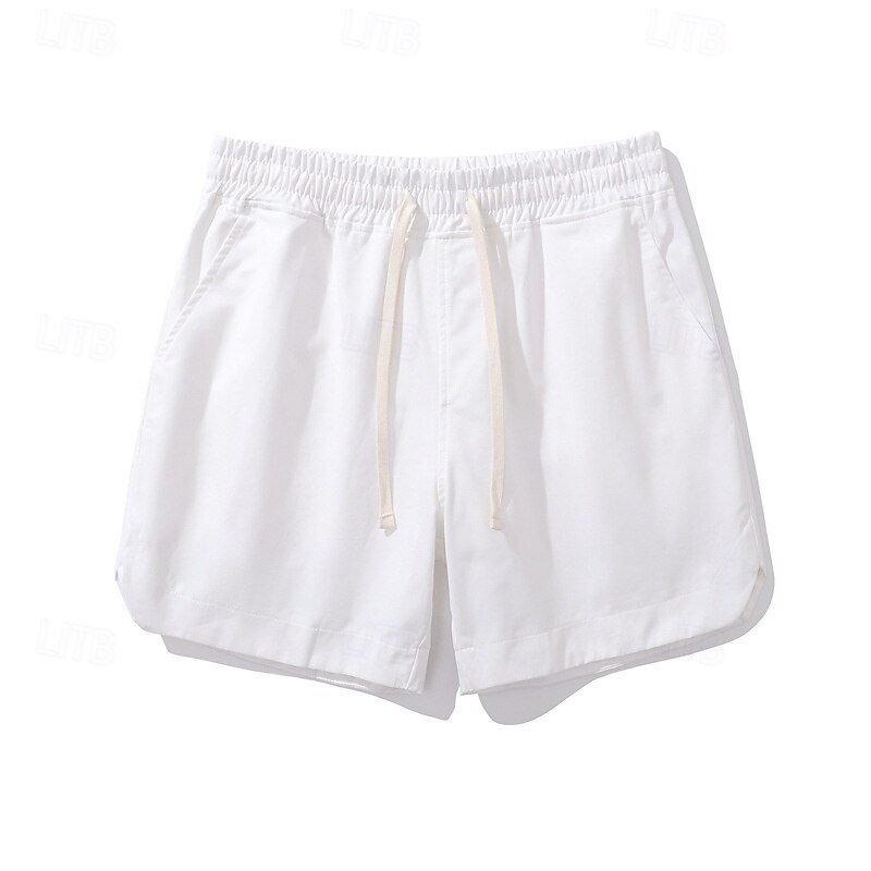 Men's Shorts Summer Shorts Casual Shorts Pocket Drawstring Elastic Waist Plain Comfort Breathable Short Outdoor Vacation Sport Casual Black White Micro-elastic4
