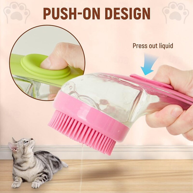 Pet Bath Brus, Dog Bath Brush Dog Scrubber for Bath, Bathing Dog Grooming Massage Brush for Long Short Haired Dogs Cats Shower4