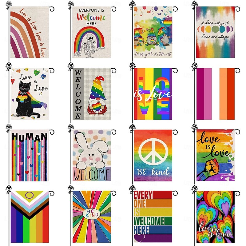 June Pride Month Pride Month LGBT LGBTQ Garden Flag 12x18Inch Yard Flags, Small Garden Flags for Outside, Outdoor Flags, Holiday Garden Flags for All Seasons