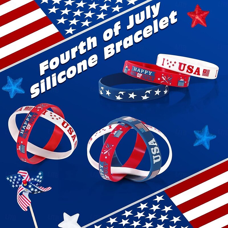 Independence Day Wristbands National Day Party USA Independence Day Silicone Bracelets3