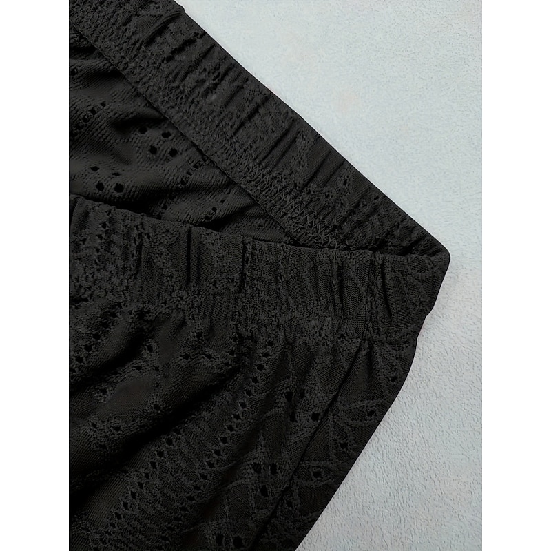 Women's Tubetop Solid Color Daily Casual Sleeveless Strapless Regular Tops Daily Eyelet Black White Yellow Red Purple Summer4