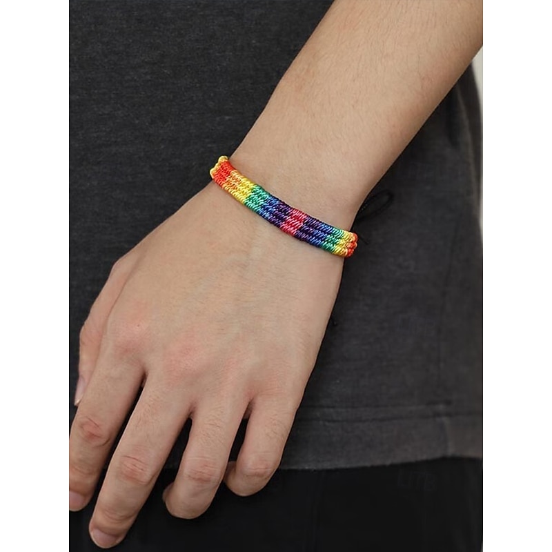 Handmade Rainbow Friendship Bracelet – Adjustable Woven Pride Wristband for Men and Women, Colorful LGBTQ+ Jewelry for Pride Festivals, Parades & Daily Support3