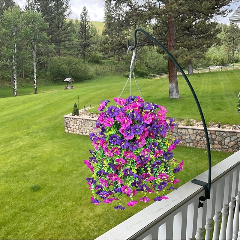 2pcs Outdoor Courtyard Artificial Eucalyptus and Morning Glory Silk Flowers, Simulation Vine for Home and Wedding Decoration, Wall Hanging Floral Garland2