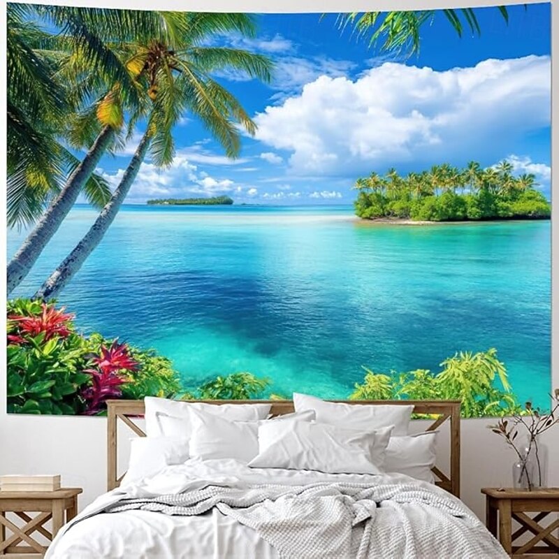 Landscape Ocean Hanging Tapestry Wall Art Large Tapestry Mural Decor Photograph Backdrop Blanket Curtain Home Bedroom Living Room Decoration2