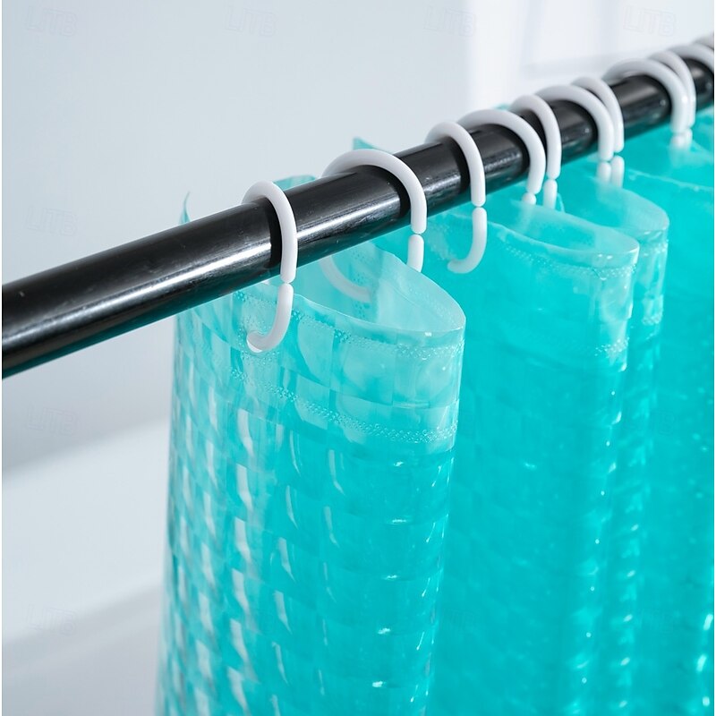 3D PEVA Shower Curtain Liner Waterproof 180x180cm 70"x70" Rustproof Metal Grommet Holes for Bathroom, Heavyweight Fabric, Washable, with Hooks Water Cube Colorful Clear2