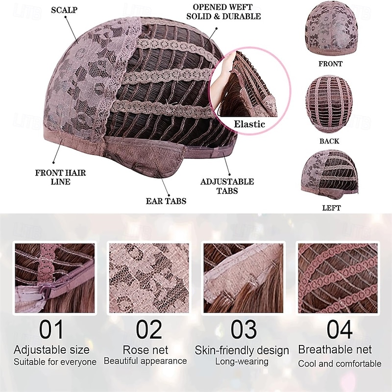 Ombre Golden Wig with Bangs - Long Straight Hair Dark Roots and Slight Inward Curls at the Ends - Heat Resistant Synthetic Hair for Women - Best for Daily Party and Special Occasions2