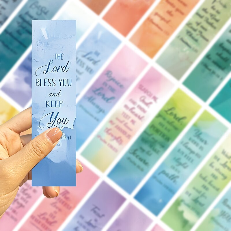 30PCS Bible Bookmarks Set, Watercolor Aesthetic Scripture Verse Bookmarks for Journaling, DIY Scrapbooking, Reading, Paper Christian Bookmarks for Women & Teens4