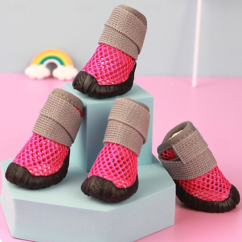 Dog Shoes for Large Small Medium Dogs - Breathable Dog Boots for Summer Hot Pavement Paw Protector for Outdoor Walking Winter Snow Anti-Slip Rubber Dog Booties for Hardwood Floor4