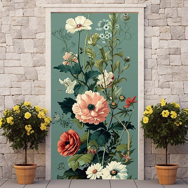 Floral Door Decorations Door Covers Door Tapestry Door Curtain Decoration Backdrop Indoor/Outdoor Door Banner for Front Door Farmhouse3