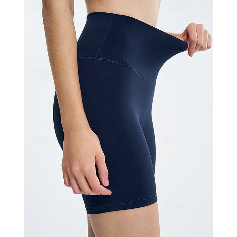 Women's Solid Colored Cycling Bib Shorts Tennis Shorts Wide Waistband Quick Dry Pilates Tennis Pickleball Leggings Bottoms Navy Black Pink Tennis Clothing3