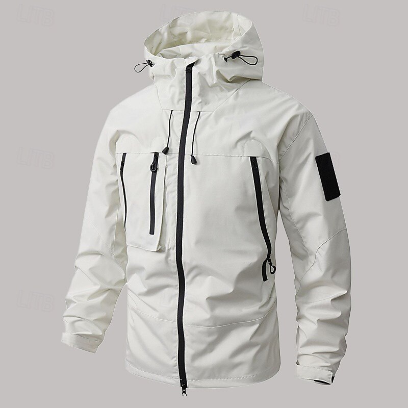 Men's Softshell Jacket Transition Jacket Going out Waterproof Pocket All Seasons Plain Outdoor Hooded Regular Black White Purple Green Coffee Jacket3