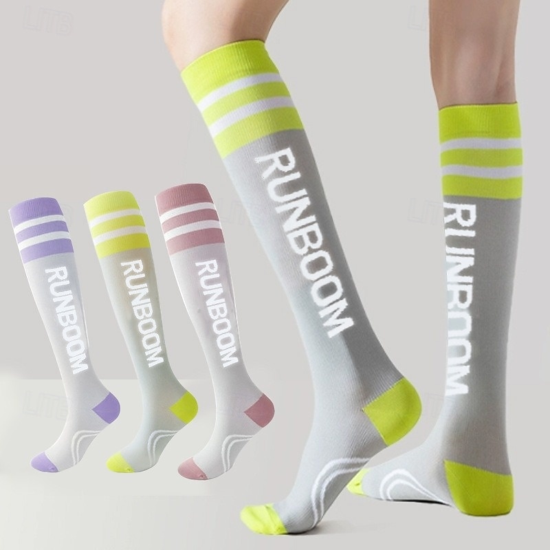 3 Pairs Compression Socks for Women Men, High Elastic Sports Support Socks for Running, Cycling, Skiing, Gym, Leg Slimming Performance Sleeves