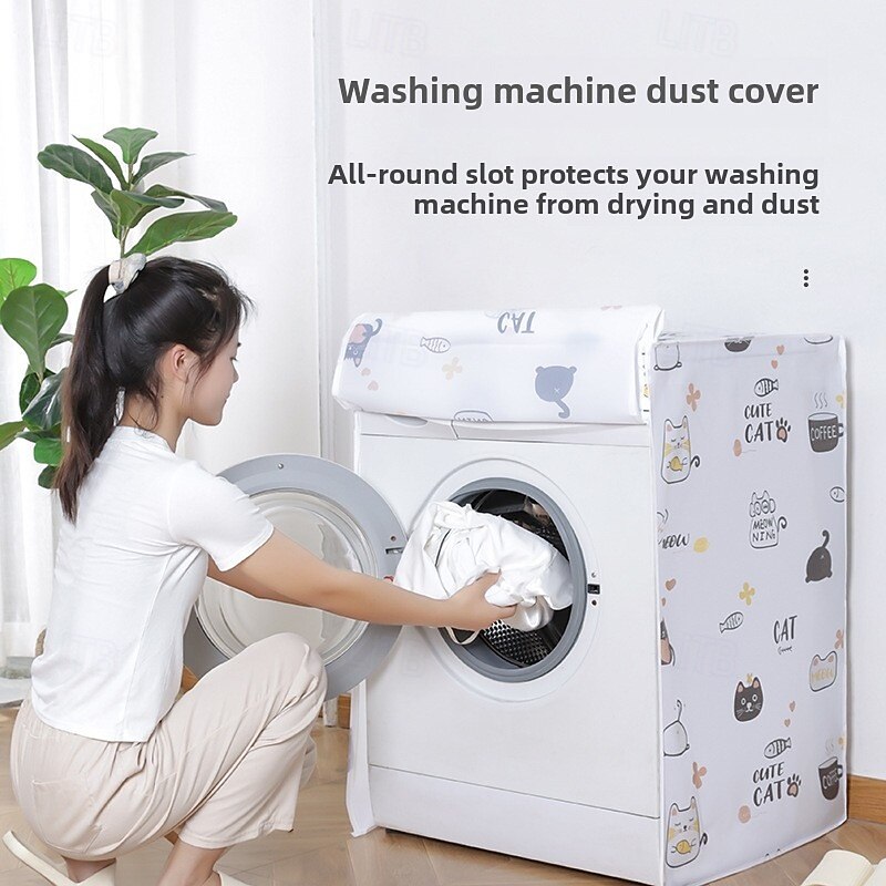 Washing Machine Cover, Waterproof Thickened Dustproof Sunscreen Protector for Drum and Wave Wheel Washer, Outdoor Indoor Laundry Appliance Cover