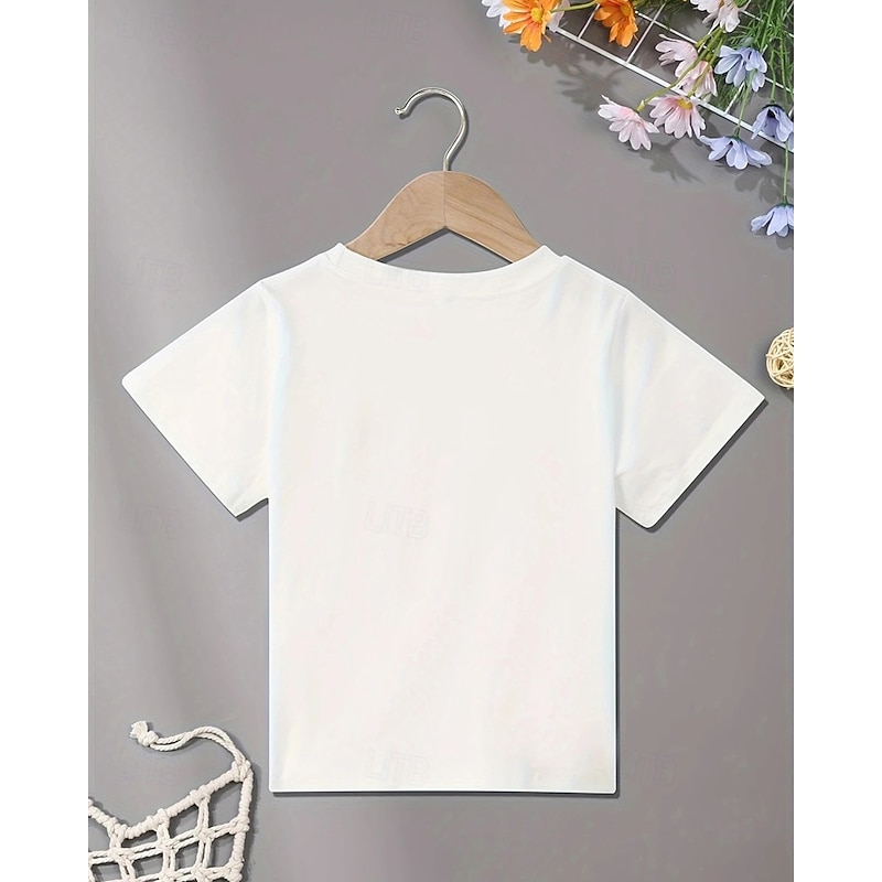 100% Cotton American Independence Day Kids Boys White USA Flag T shirt Tops Crew Neck Short Sleeve Vacation Casual Daily Wear Fashion Sport Print Summer2