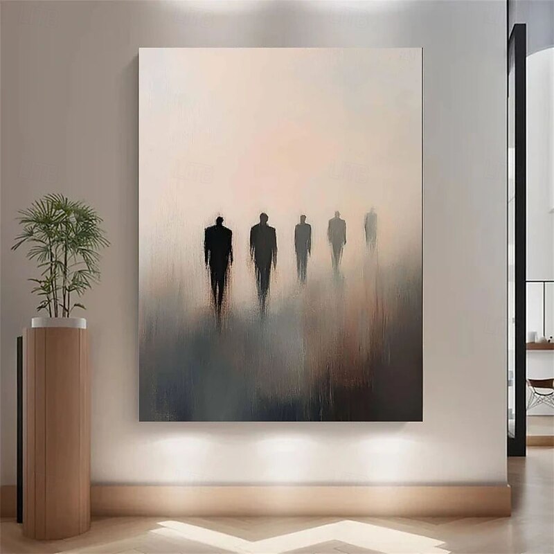 Hand Painted Abstract figure  Oil Painting Wall Brown Skyline Walking Man Painting Handmade Modern Oil Painting Wall Art paintings for Home Office Living Room Bedroom Decor Rolled Canvas3