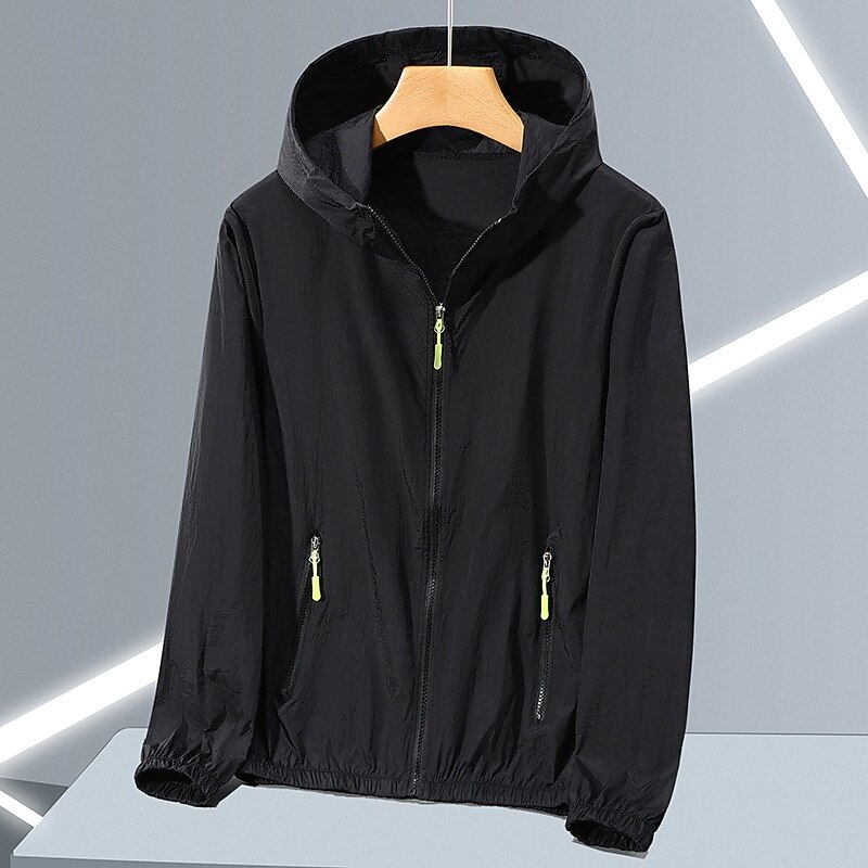 Men's Lightweight Jacket Outdoor Jacket Summer Jacket Vacation Daily Sunscreen Quick Dry Pocket Summer Spring Plain Fashion Classic Hooded Regular Black White Pink Blue Green Jacket3