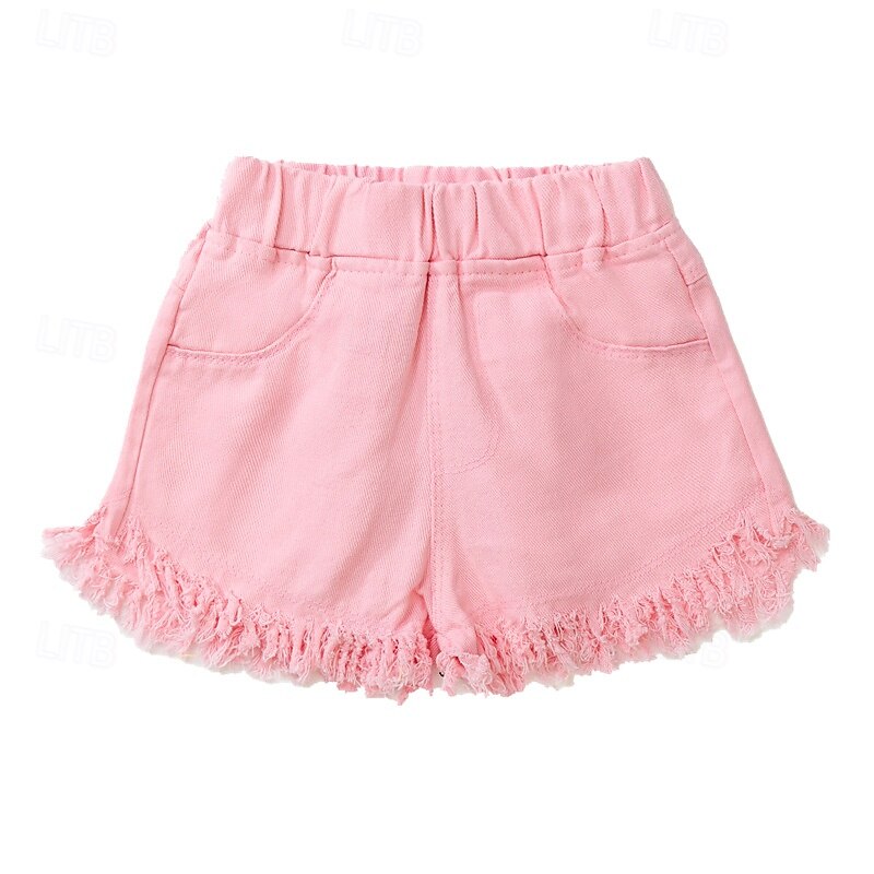 Kids Girls' Shorts Solid Color Streetwear Outdoor 4 years+ Summer Black White Yellow2