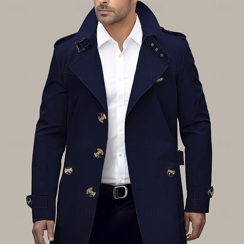 Men's Transition Jacket Trench Coat Outdoor All Seasons Polyester Windbreaker Outerwear Clothing Apparel Streetwear Plain Front Pocket Lapel Single Breasted2