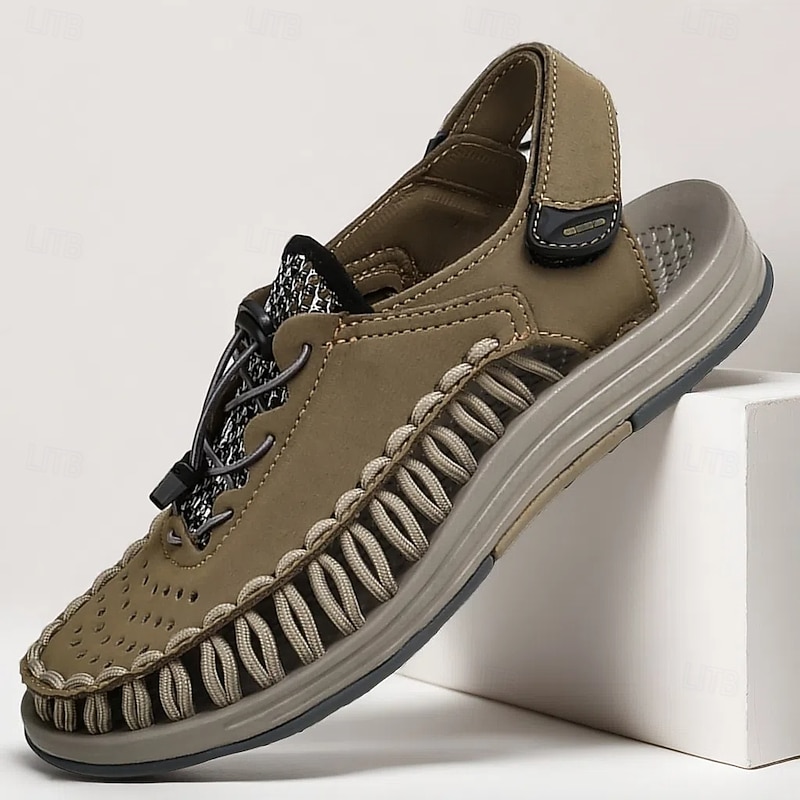 Men's Sandals Olive Outdoor Sandals with Adjustable Fit and Breathable Design for Hiking Water Sports and Summer Adventures