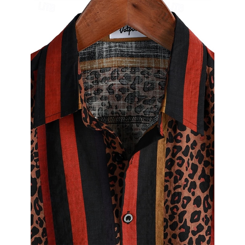 Retro Vintage Boho 1970s Shirt Hawaiian Shirts Hippie Aztec Tribal Fancy Dress Men's Halloween Carnival Music Festival Beach Vacation Wear Retro Theme Party Adults' Shirt3