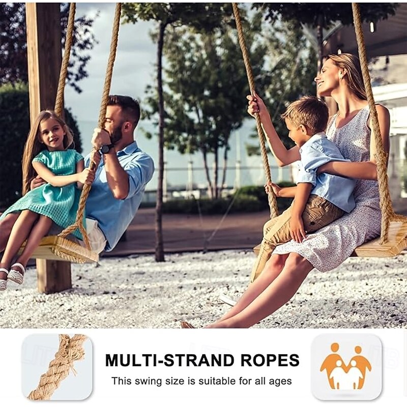 Wooden pendant swing 24 x 8 x 1.2-inch swing for adults and children weighing 500 pounds adjustable hemp rope and 147 inch tree band game3