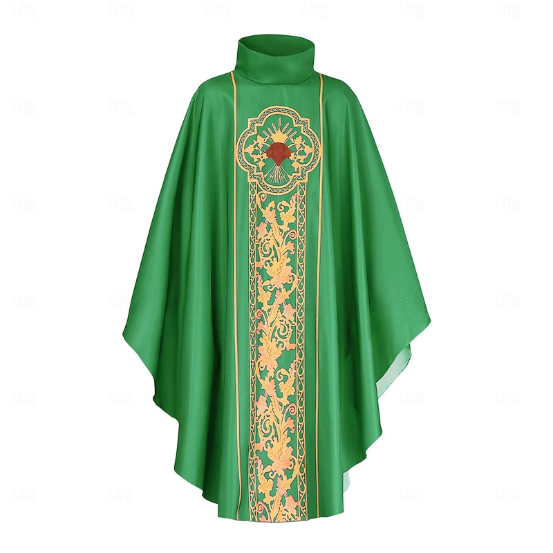 Retro Vintage Medieval Renaissance Robe Cassock Priest Printing Fancy Dress Men's Halloween Carnival Masquerade Adults Cloak4