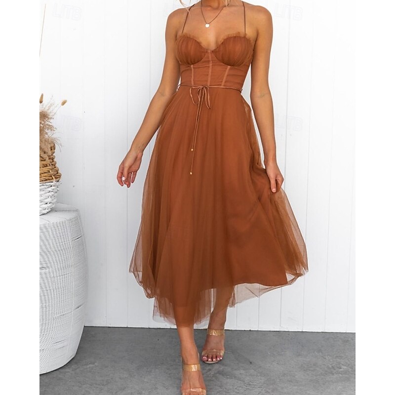 Women's Long Dress Maxi Dress Casual Dress Cocktail Dress Wedding Guest Dress Chiffon Dress Fashion Outdoor Party Holiday Regular Fit Plain Sleeveless V Neck Black Pink Brown Summer3