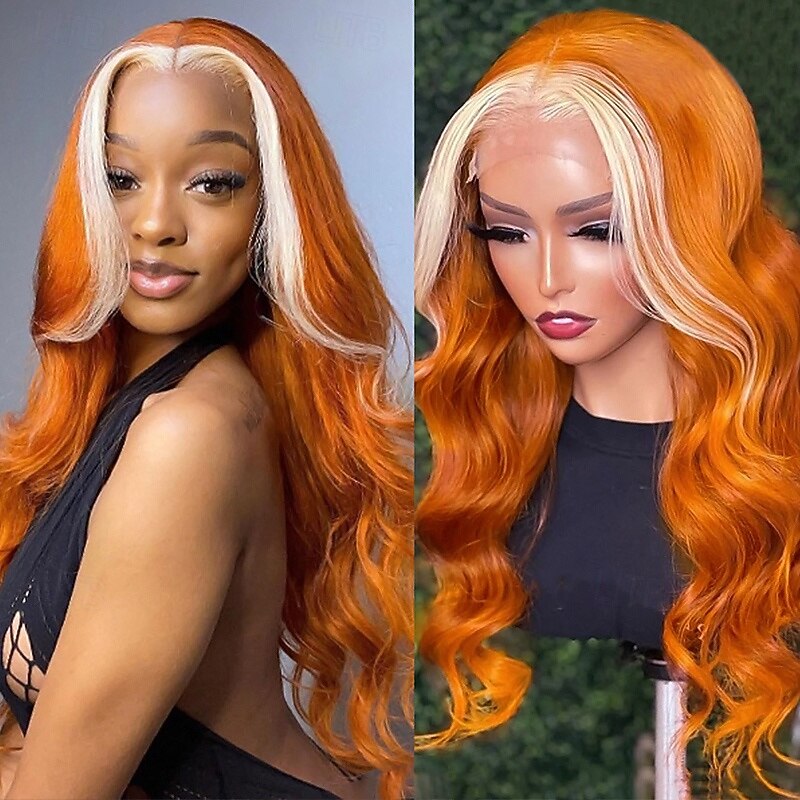Remy Human hair Wig Ginger Highlights 613#13*4 Lace Wig Body Wave Lace Wig 150% Density For Black Women