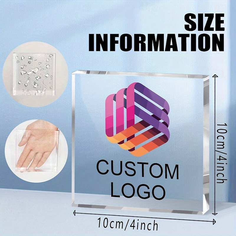 Personalized Acrylic Logo Plaque Custom Photo and Text Plaque ,Display Sign for Collectible Figurines, Desk or Shelf Decor2