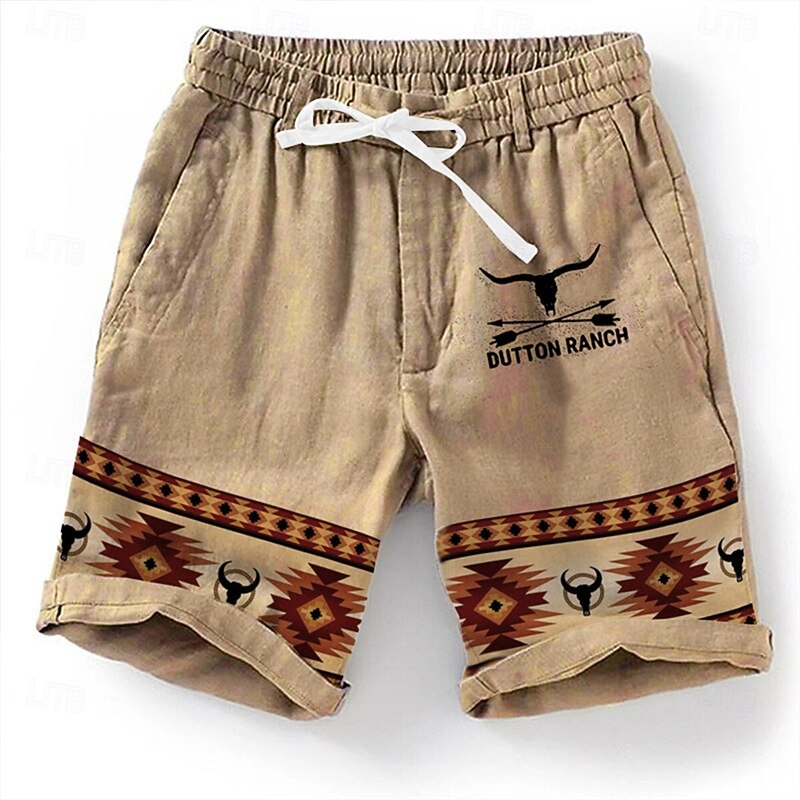 Men's Graphic Geometric Pattern Shorts Summer Shorts Beach Shorts Mid Waist Designer Ethnic Style Retro Vintage Casual Daily Holiday Drawstring Elastic Waist 3D Print Designer Clothing Apparel2