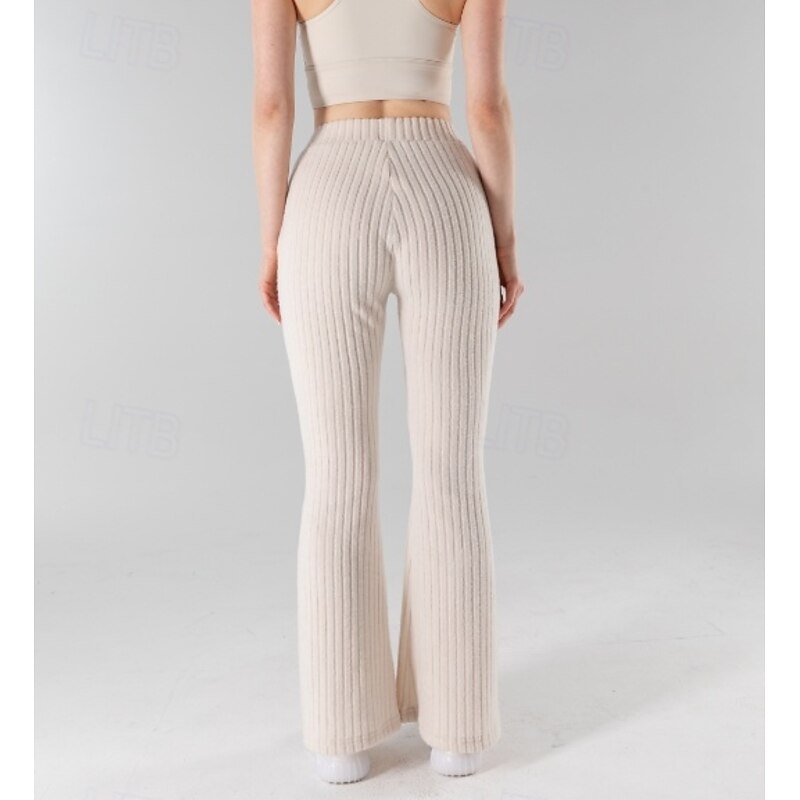 Women's EU / US Size Chinos Baggy Pants Cozy Leggings Lightweight Full Length High Rise Stripe Quick Dry Lightweight Soft Micro-elastic Daily Wear rice white Black 4# Spring, Fall, Winter, Summer2