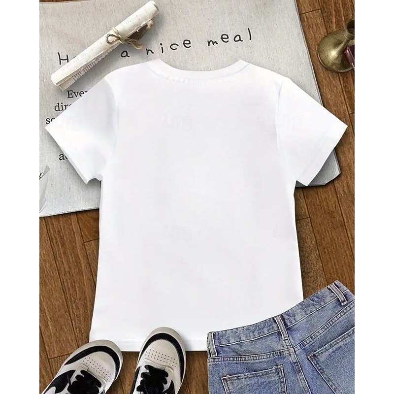 Girls' 3D Bow tie T shirt Tee Short Sleeve Summer Spring Fashion Basic Kids 4-12 Years Crew Neck Outdoor Casual Daily Regular Fit2