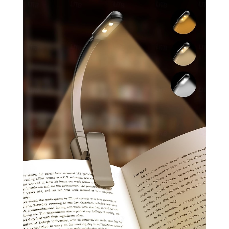 Book Light Reading Lights for Books in Bed 3 Color & Stepless Dimming Brightness Rechargeable Portable Bookmark Clip On Light Portable and Ultra-Lightweight with Long Runtime2